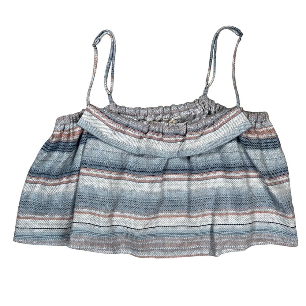 New Mara Hoffman Crop Top Women S Blue Striped Organic Cotton Boho Festival